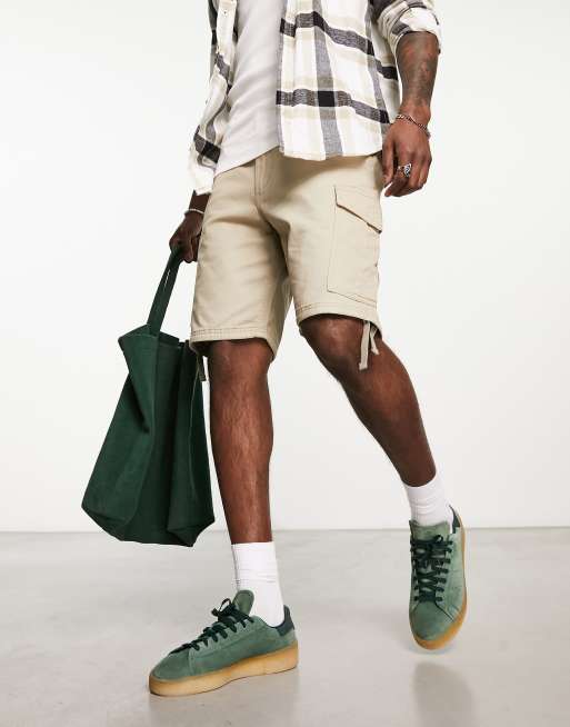 Jack & Jones Intelligence drawstring cargo shorts in beige