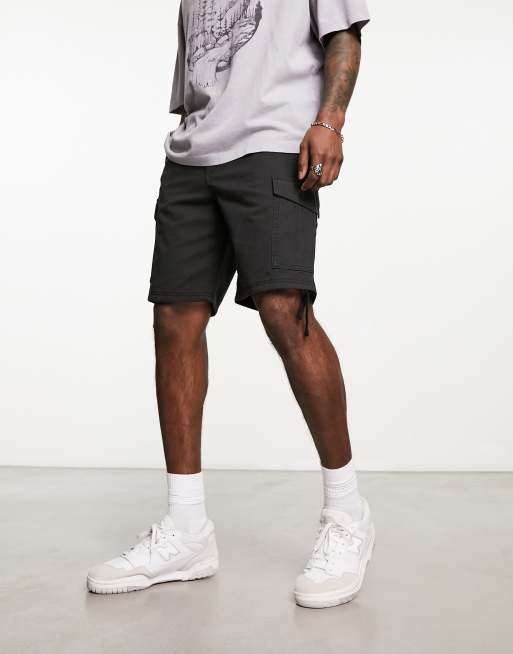 Jack & Jones Intelligence drawstring cargo shorts in black | ASOS