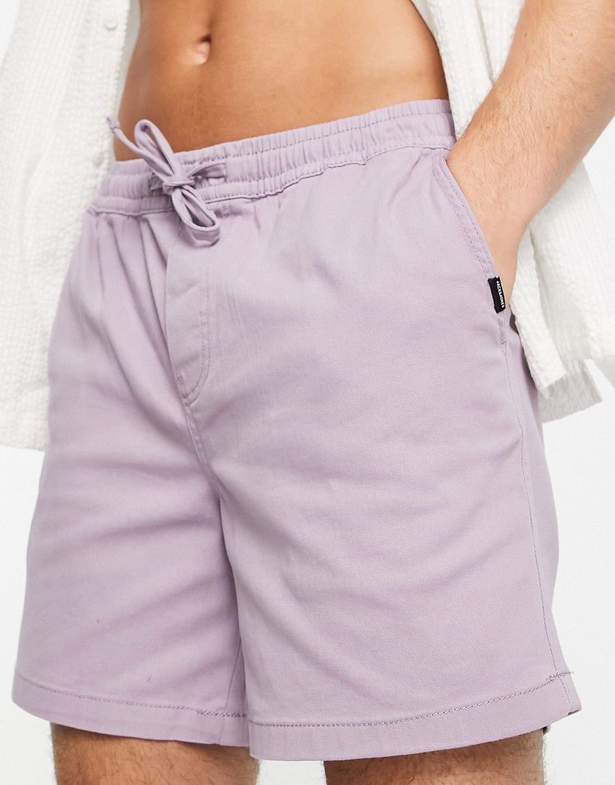 Jack & Jones Intelligence drawstring chino shorts in lilac-Purple