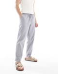 [Jack & Jones] Jack & Jones Intelligence drawstring linen mix pants in blue L Blue Indigo