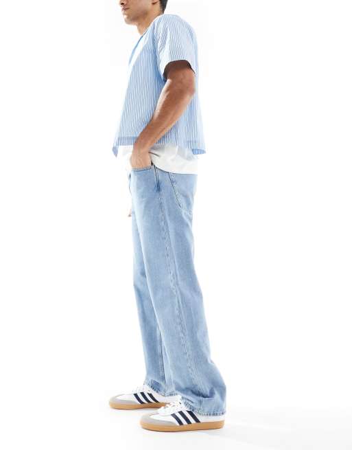 Jack & Jones Intelligence Eddie baggy jeans in stonewash blue