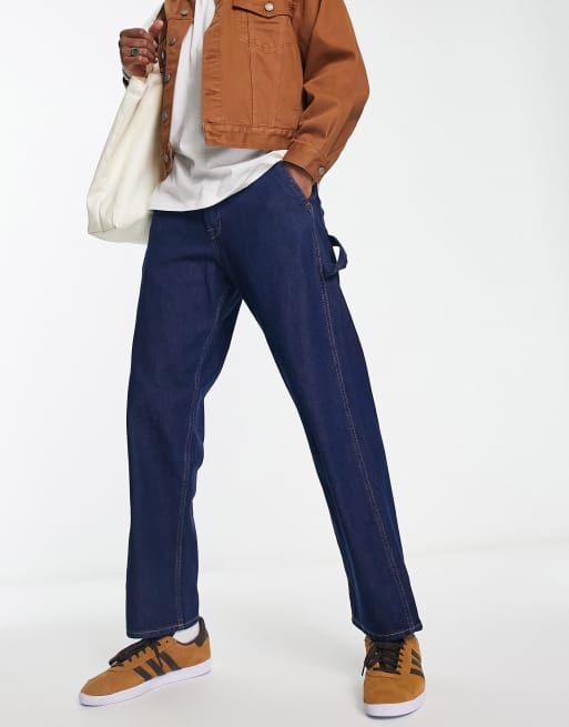 Jack & Jones Intelligence - Eddie - Jean baggy style charpentier - Bleu foncé délavé , 3 de 4
