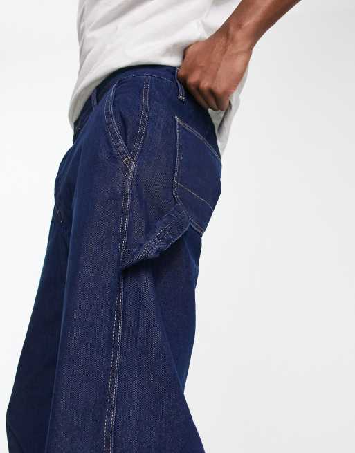 Jack & Jones Intelligence - Eddie - Jean baggy style charpentier - Bleu foncé délavé , 4 de 4
