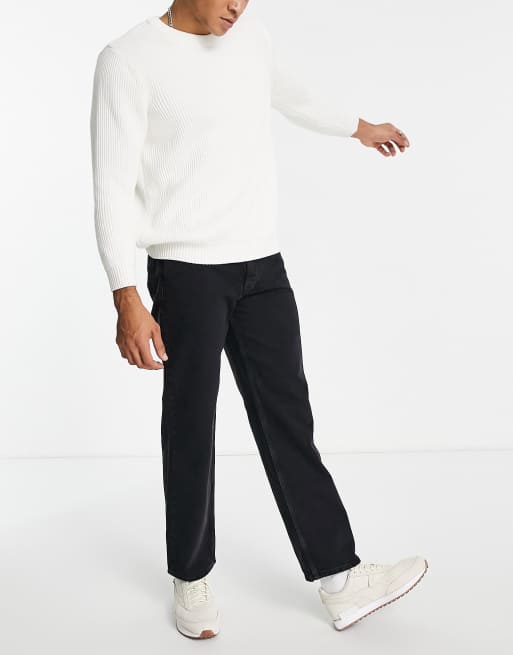 Jack & Jones Intelligence – Eddie – Weit geschnittene Jeans in verwaschenem Schwarz