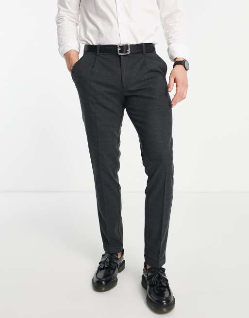 Jack & Jones Intelligence – Elegante Jerseyhose in Dunkelgrau mit Bundfalte vorne