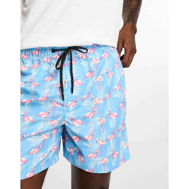 River island sales blue flamingo shorts