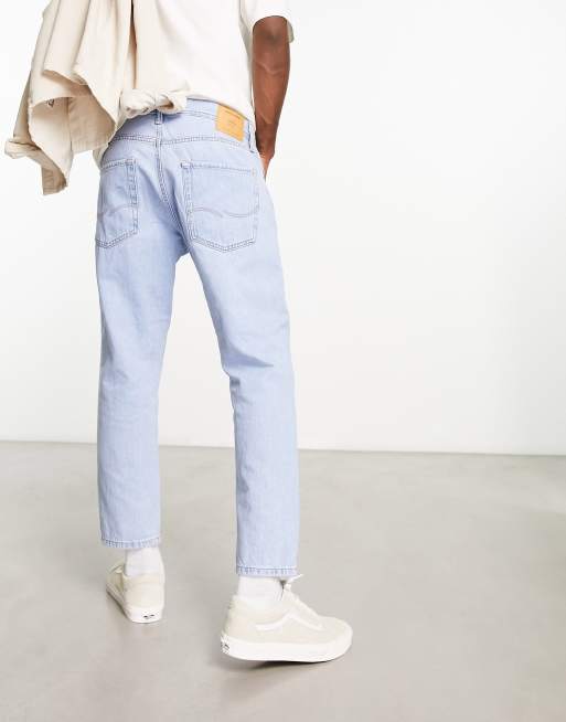 Jack & Jones Intelligence – Frank – Jasnoniebieskie zwężane jeansy o krótkim fasonie 