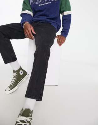 Jack & Jones Intelligence Frank loose cropped jean in washed black   - ASOS Price Checker