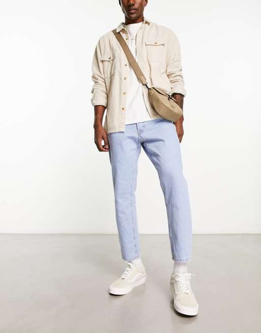Jack & Jones – Intelligence – Frank – Ljusblå stentvättade jeans med avsmalnande ben och kort design , 4 av 4
