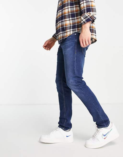 Jack Jones Intelligence Glenn Slim Tapered Fit Jeans In Mid Blue Asos