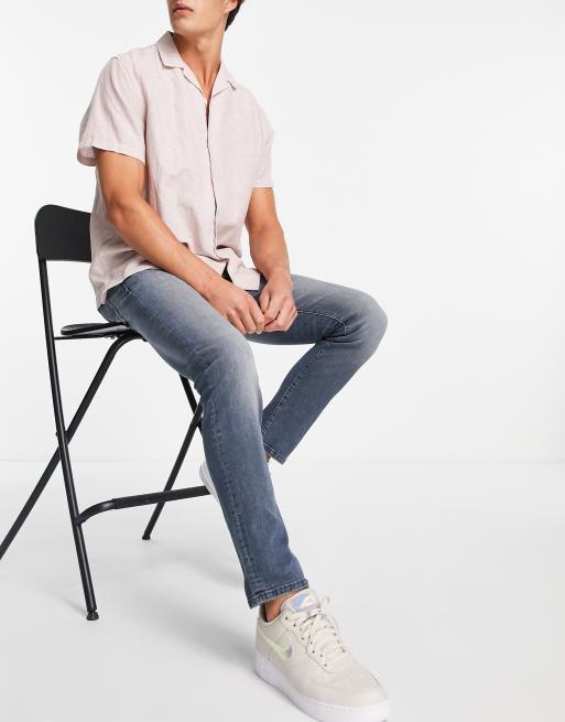 Jack & Jones Intelligence – Glenn – Smala jeans med superstretch och mellanblå tvätt