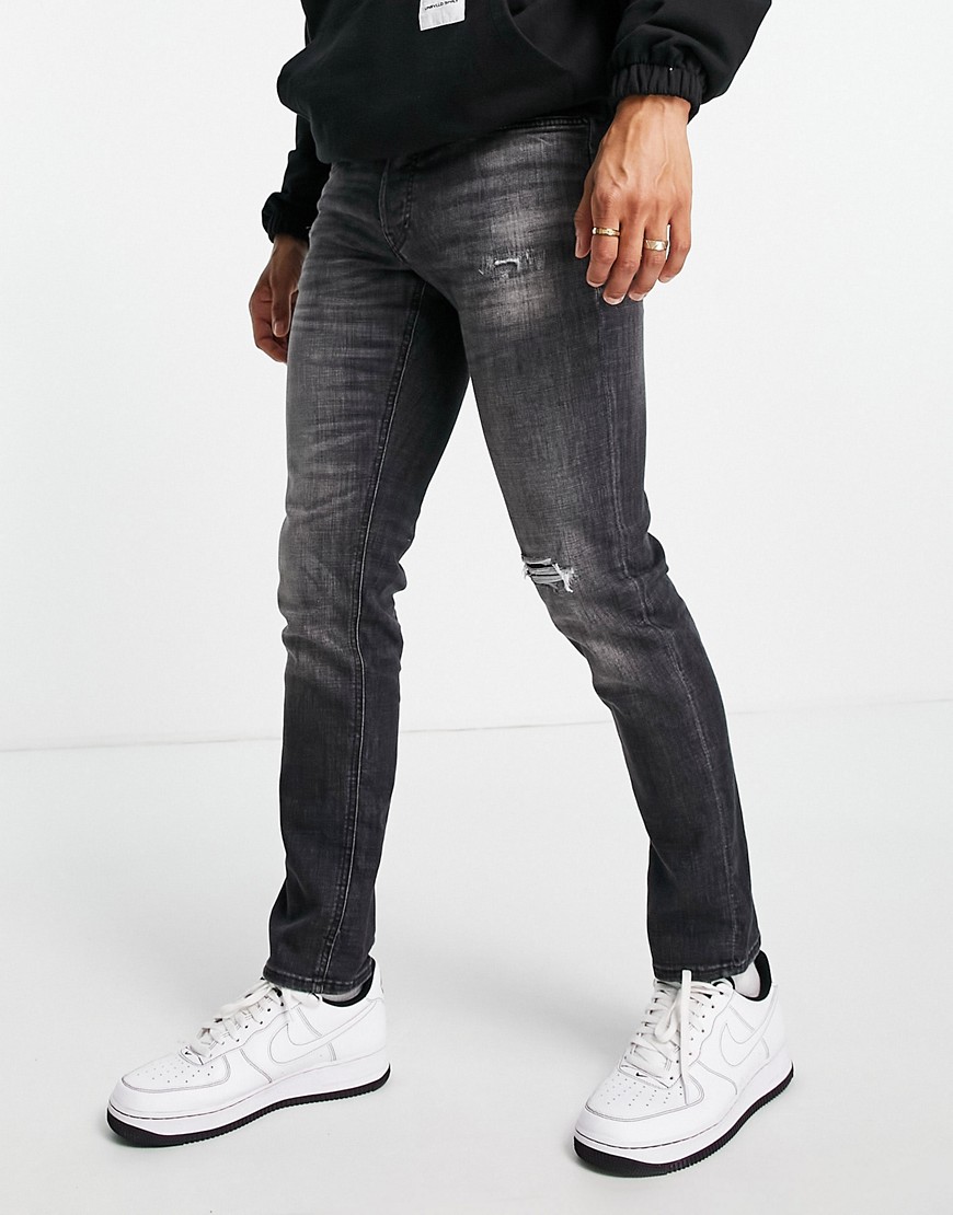 Jack & Jones Intelligence Glenn super stretch jeans in slim tapered washed gray-Grey
