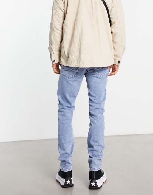 Jack & Jones Intelligence – Glenn – Super-Stretch-Jeans in verwaschenem Blau mit schmalem Schnitt und Rissen , 4 von 4