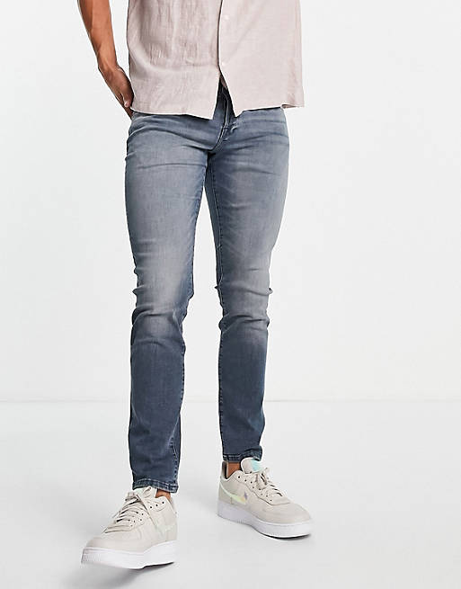 Koel Rand Isolator Jack & Jones Intelligence Glenn super stretch slim fit jeans in midwash  blue | ASOS