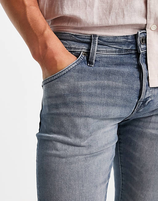 Koel Rand Isolator Jack & Jones Intelligence Glenn super stretch slim fit jeans in midwash  blue | ASOS