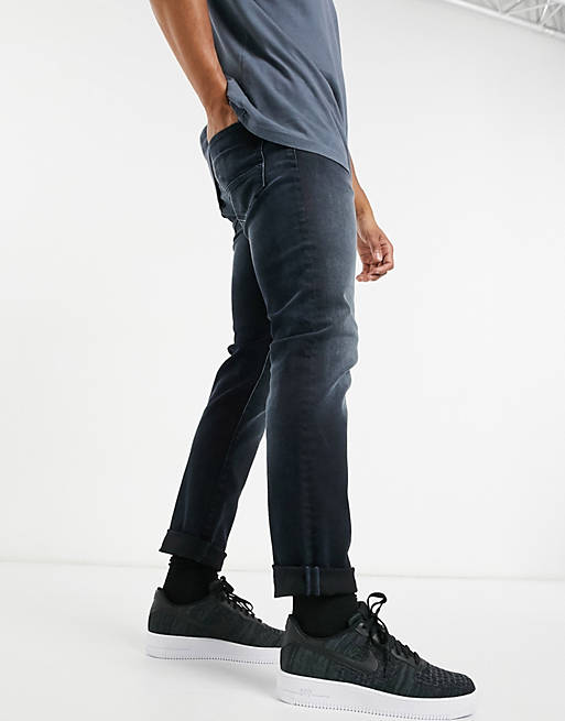 Jack & Jones Intelligence Glenn super stretch slim tapered jean in blue black