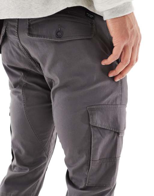 Jack & Jones Intelligence – Grå cargobyxor med muddar , 5 av 5