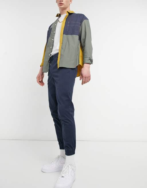 Jack & Jones Intelligence – Granatowe spodnie ze ściągaczami