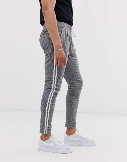 Jack Jones Intelligence Graue Hose Mit Vichy Karos Und Seitenstreifen Asos