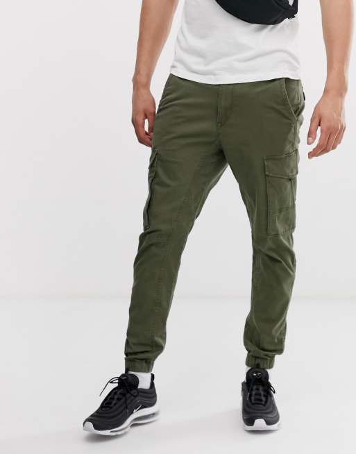 Jack & Jones Intelligence — Grønne cargobukser med manchetter, 4 af 4