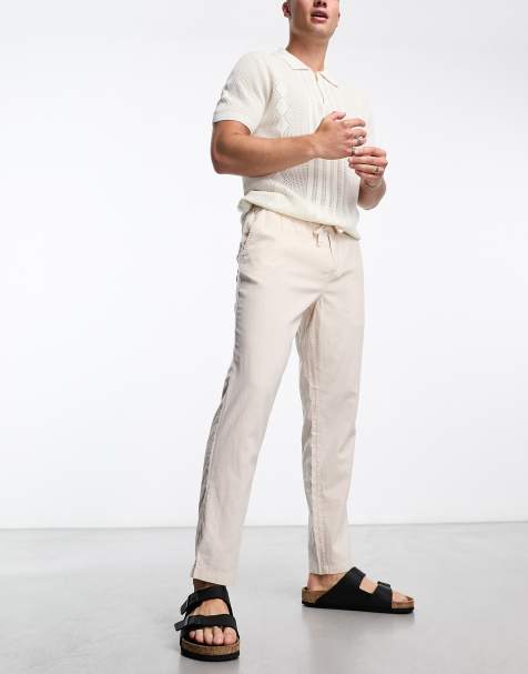 Jack & Jones Intelligence – Hose aus Leinenmix in Cremeweiß mit Tunnelzug - view 1