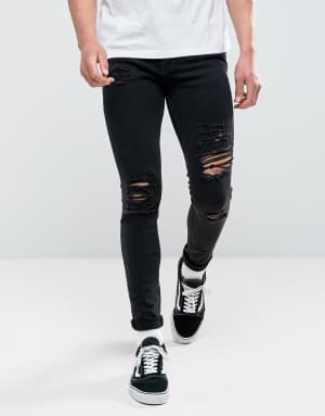 jeans ripped skinny jones jack asos denim intelligence mens pants clothing mnner wash herren schwarze hosen lyst xl auswhlen pinnwand