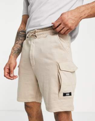 Jack & Jones Jack & Jones Intelligence jersey cargo short in beige-Neutral