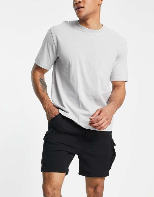 Jack & Jones Intelligence jersey cargo short in black, 3 of 4
