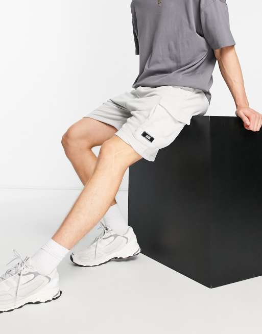 Jack & Jones - Intelligence - Jersey cargoshort in donkergrijs, 4 van 4