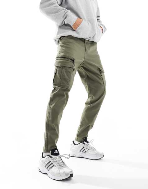 Jack & Jones Intelligence – Kakifärgade avsmalnande cargobyxor - view 1