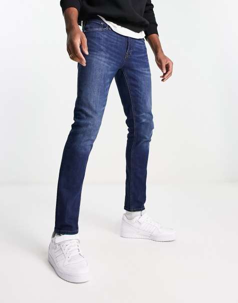 Jack & Jones Intelligence – Liam – Ciemnoniebieskie dopasowane jeansy - view 1