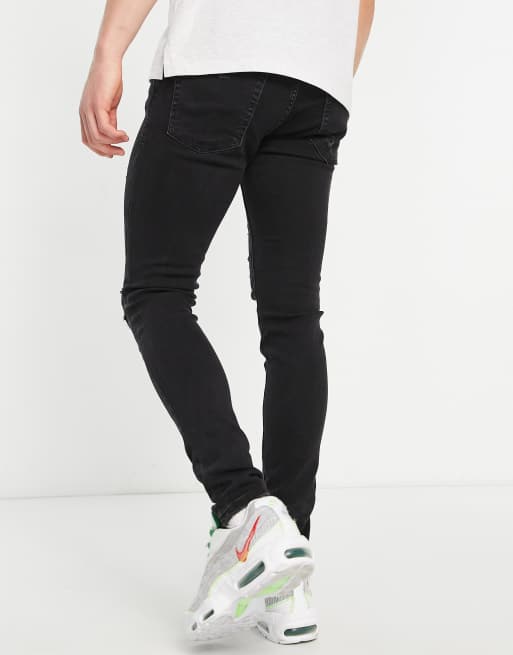 Jack & Jones – Intelligence Liam – Eng geschnittene Jeans mit Zierrissen in verwaschenem Schwarz, 2 von 4