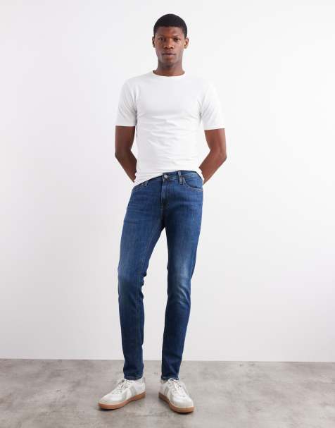 Jack & Jones Intelligence Liam skinny fit stretch jeans in mid blue 