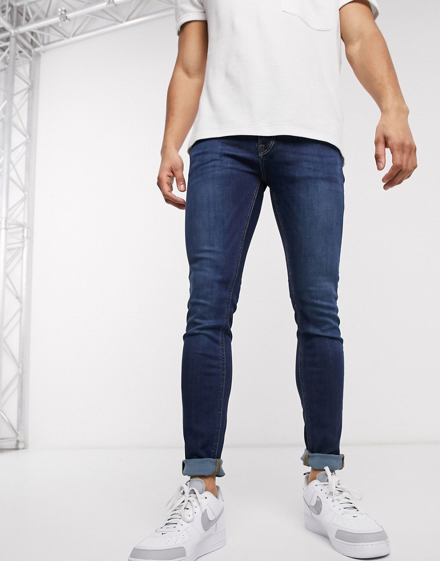 Jack & Jones Intelligence - Liam - Skinny-fit jeans in blauwe wassing-Zwart