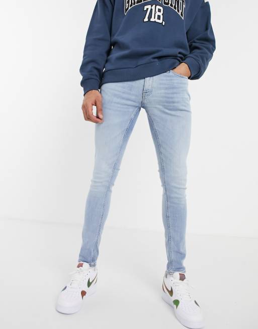 Jack & Jones Intelligence Liam skinny fit jeans in light blue | ASOS