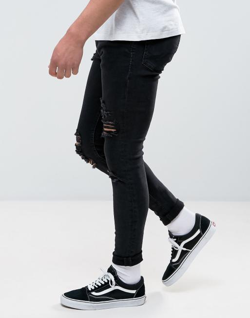 ontmoeten aankomst eigenaar Jack & Jones Intelligence Liam skinny fit ripped jeans in black wash | ASOS