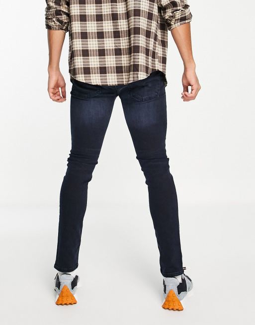 & Jones Intelligence fit stretch jeans in blue black | ASOS