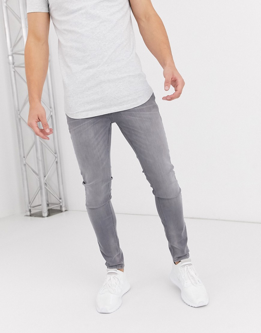 Jack & Jones Intelligence Liam skinny fit stretch jeans in light gray-Grey