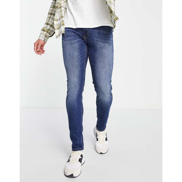 Becks diakritisk rigtig meget Jack & Jones Intelligence Liam skinny fit stretch jeans in mid blue | ASOS