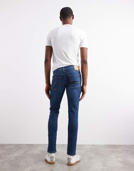 Jack & Jones Intelligence Liam skinny fit stretch jeans in mid blue 