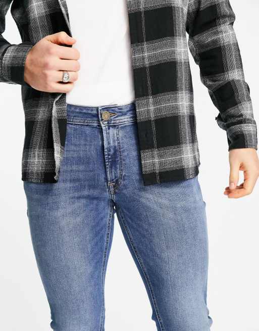 Jack & Jones Intelligence Liam skinny fit stretch jeans in mid blue