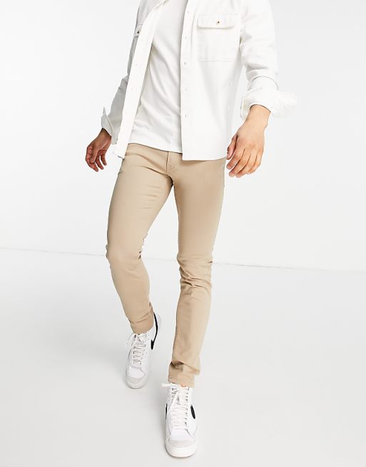 Jack & Jones Intelligence Liam skinny jeans in beige | ASOS