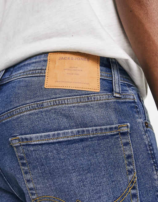 Jack Jones Intelligence Liam skinny jeans in mid wash blue