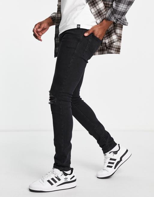 Jack & Jones Intelligence – Liam – Svarta, urtvättade skinny jeans med slitna detaljer, 4 av 4