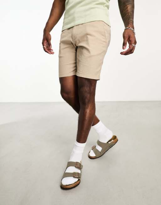 New Look linen shorts in off white