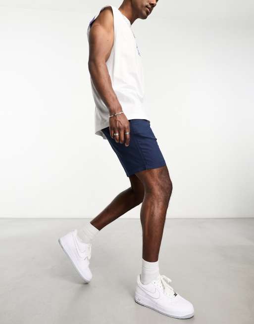 Jack & Jones Intelligence linen mix shorts in navy , 4 of 4