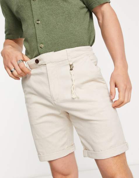 Jack & Jones Intelligence – Ljusbeige chinosshorts i linne - view 1