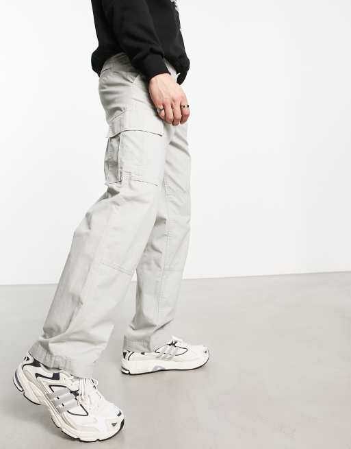 Jack & Jones Intelligence loose fit cargo pants in light grey