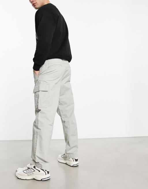 Jack & Jones Intelligence loose fit cargo pants in light grey , 3 of 4