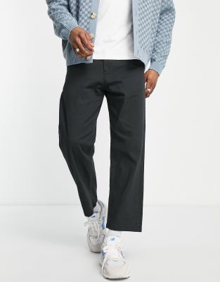 Jack & Jones Intelligence Loose Fit Cropped Chinos In Black